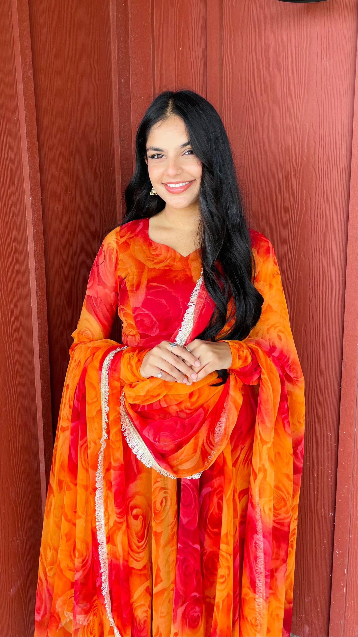 Rust Orange Anarkali