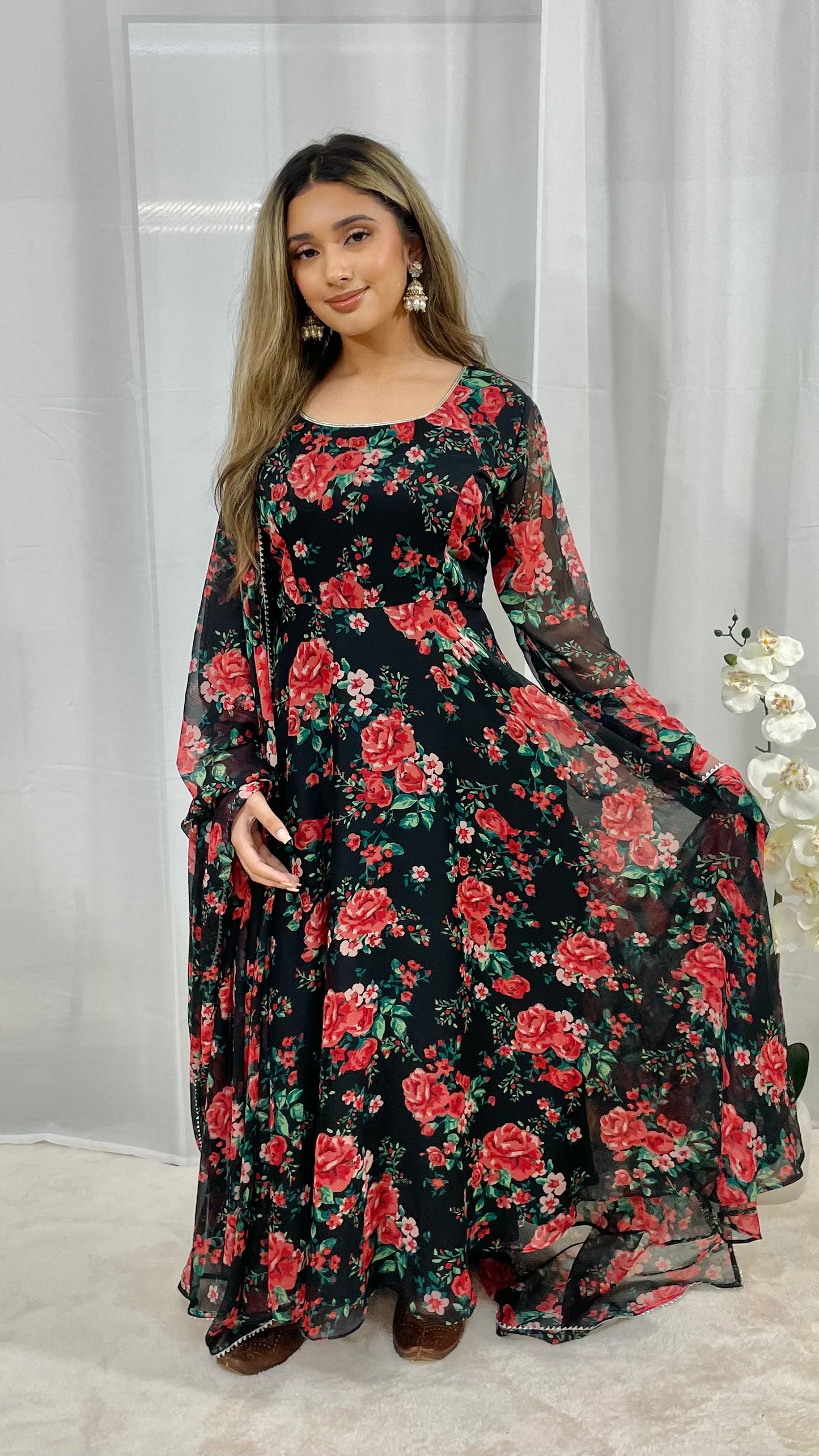 Black/Red Anarkali