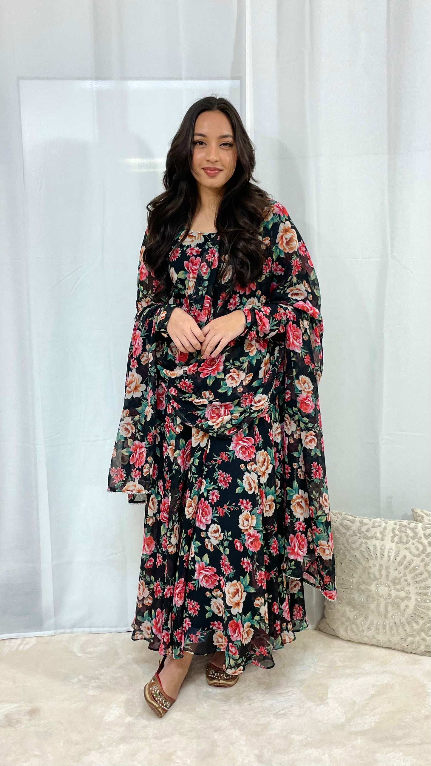 Black Flower Anarkali