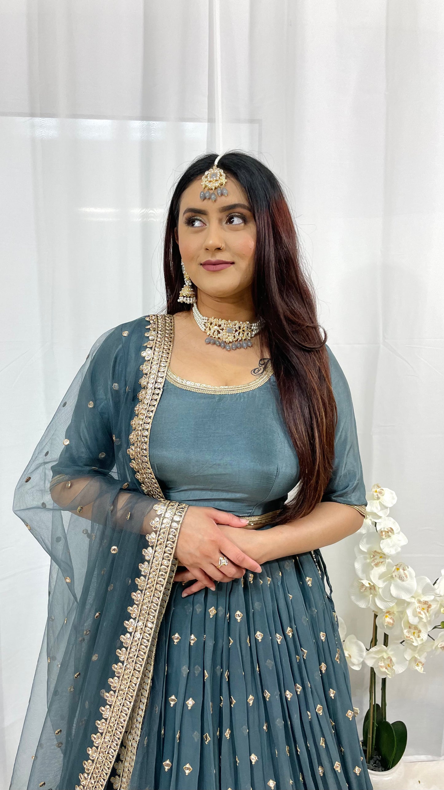 Silver Grey Lengha