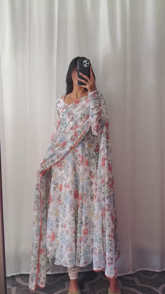 Mellow White Anarkali