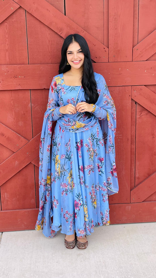 Cornflower Blue Anarkali