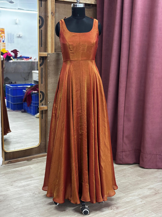 Rust Orange Shimmer Tissue Silk