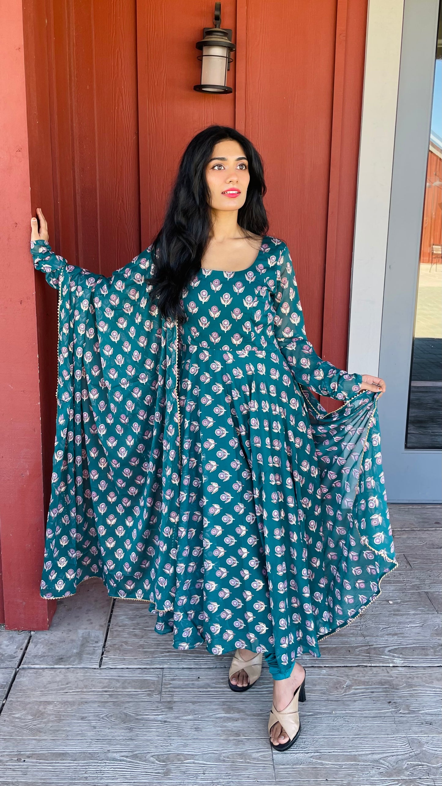 Teal Anarkali