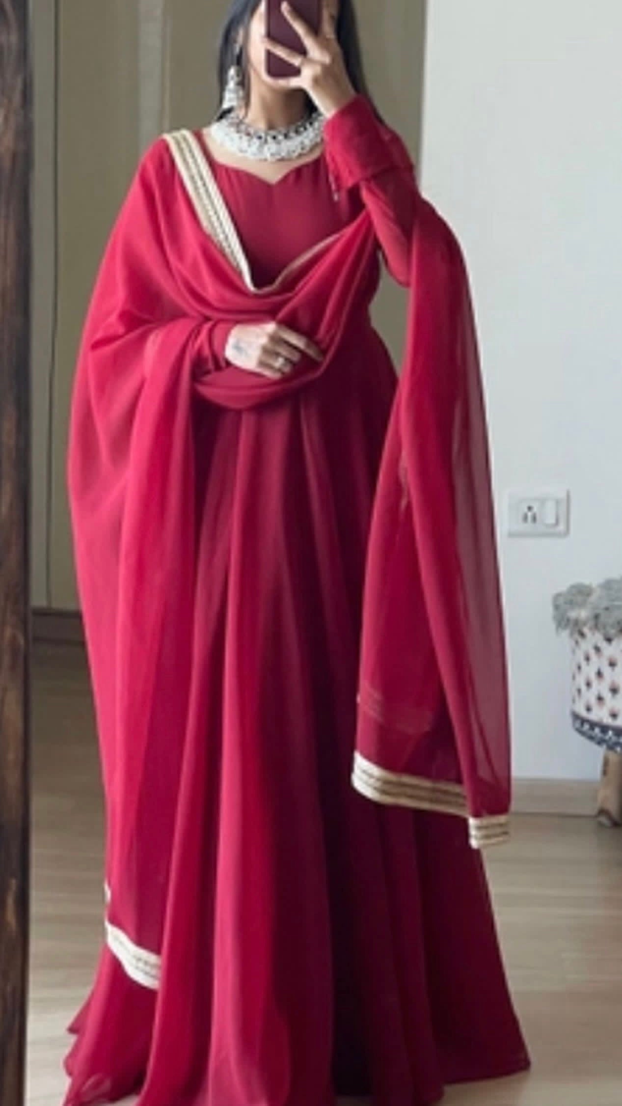 Maroon Anarkali