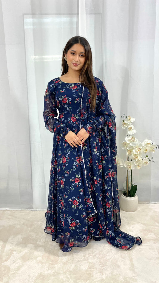 Navy Blue Anarkali