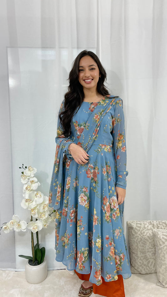 Silver Gray Anarkali