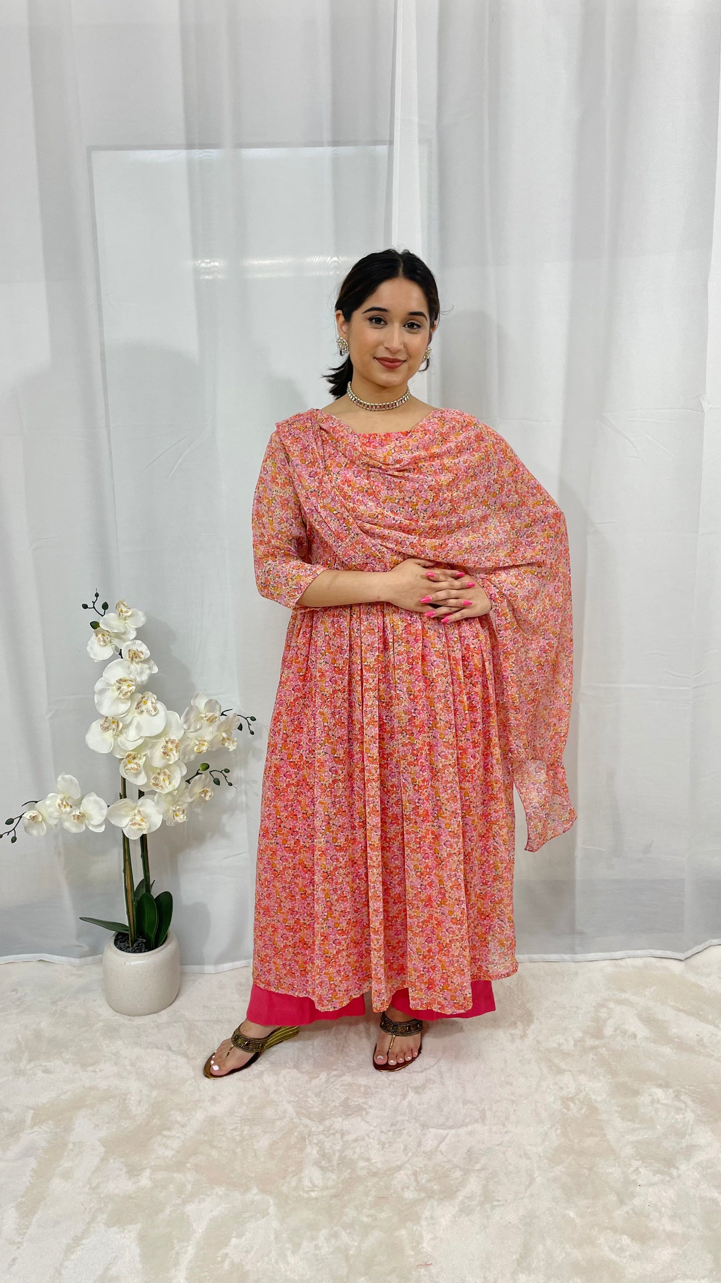 Peachy Anarkali Suit