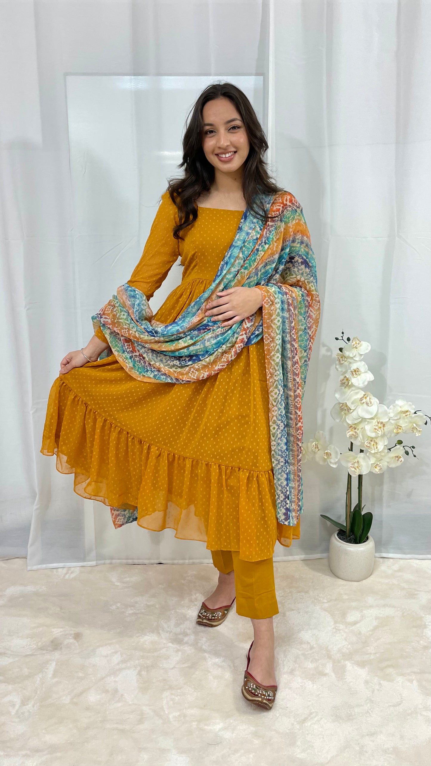 Mustard Anarkali