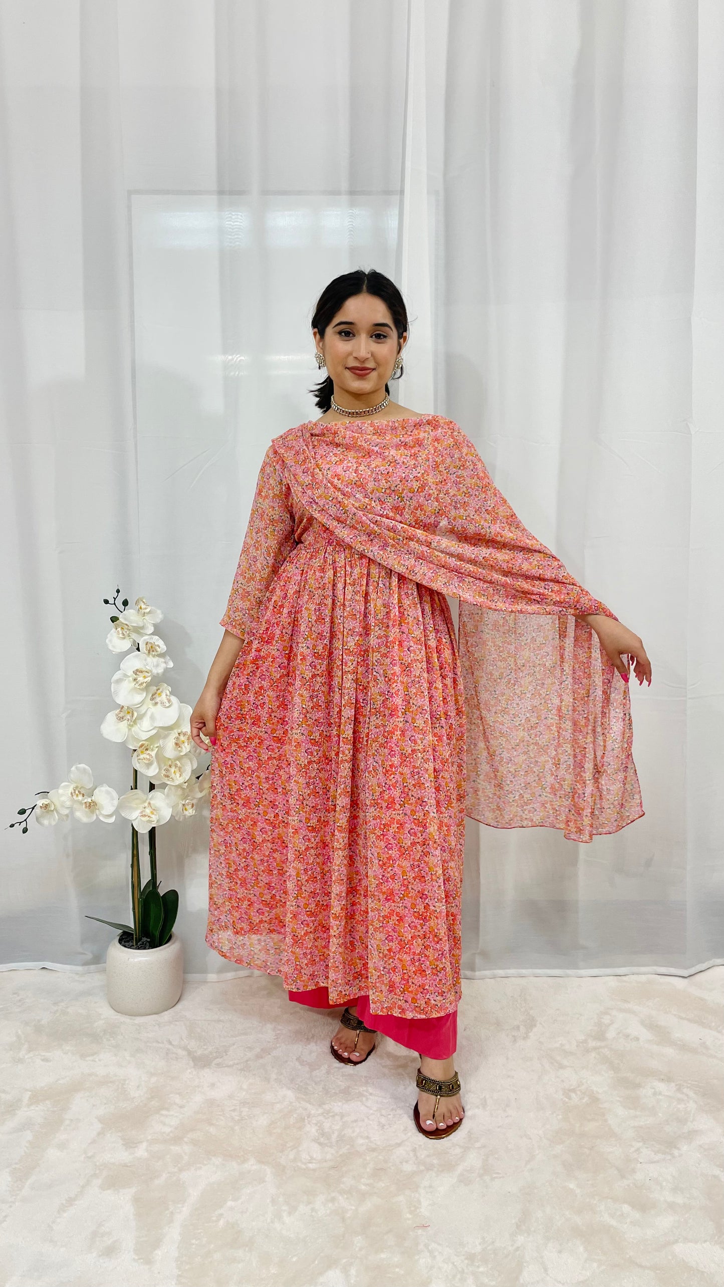 Peachy Anarkali Suit