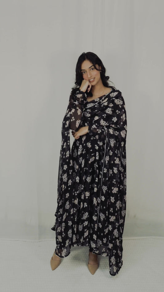 Black pink Anarkali
