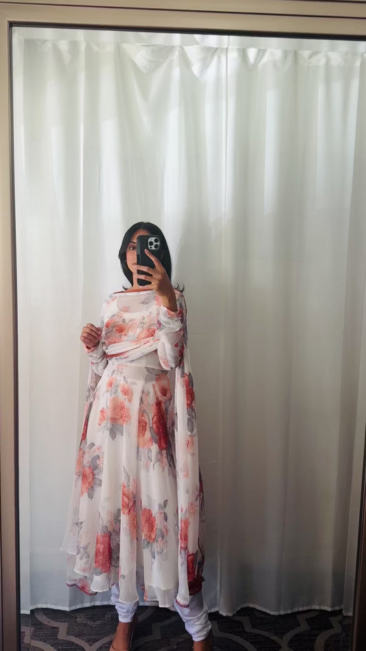 Mellow White Anarkali
