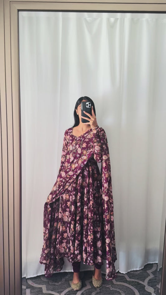 Maroon Anarkali