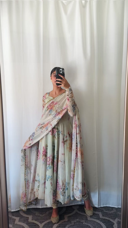 Sage Green Anarkali