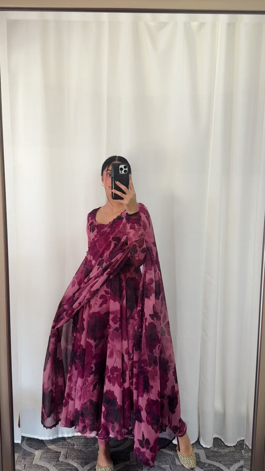 Floral Plum Anarkali
