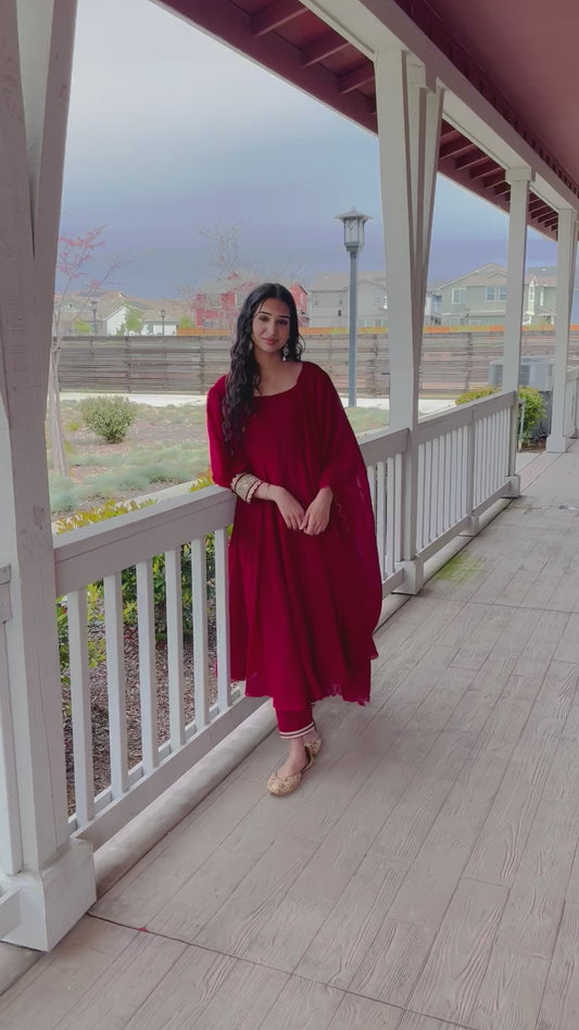 Maroon Anarkali