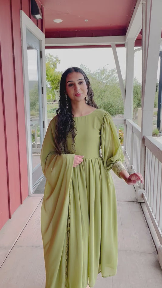 Olive Green Anarkali