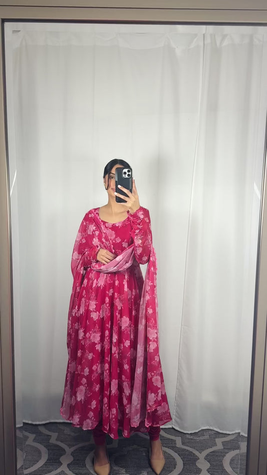 Scarlet Blossom Anarkali