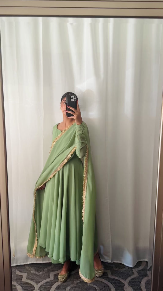 Dusty Green Anarkali