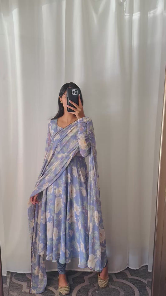 Blue Periwinkle Anarkali