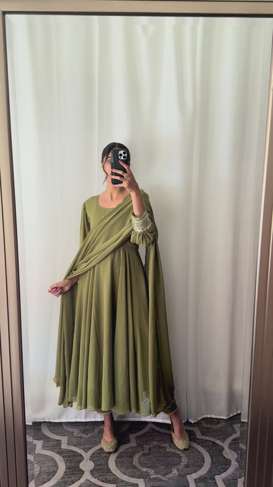 Mendhi Green Anarkali